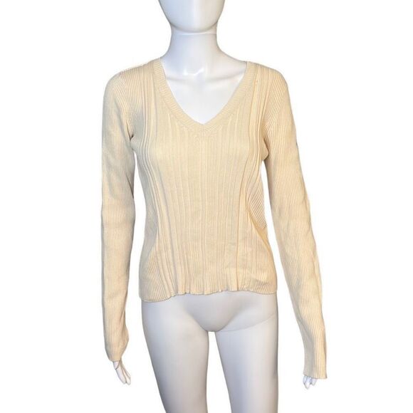 Medium DKNY vertical ribbed light weight cream sweater - Picture 1 of 8